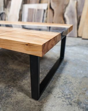 Custom Made Epoxy River Table - Maple - Coffee Table - Dark Silver