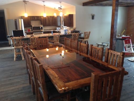 Custom Made Custom Built Reclaimed Barn Wood Dinning Room Table And Chairs