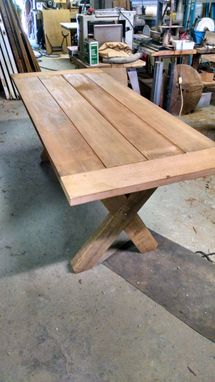 Custom Made Cross Buck Table & Benches, Choice Of Wood And Finish