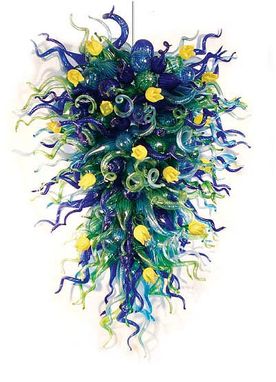 Custom Made 'Rose Garden Series' | Hand Blown Glass Art Chandeliers - Custom Chandeliers