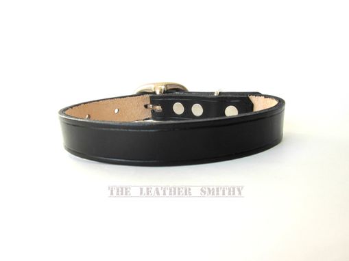 Custom Made Black Leather Dog Collar For Medium Dogs 3/4 Inch Wide