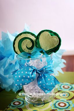 Custom Made Two Celery Green And Green Felt Lollipops "Creme De' Mint''