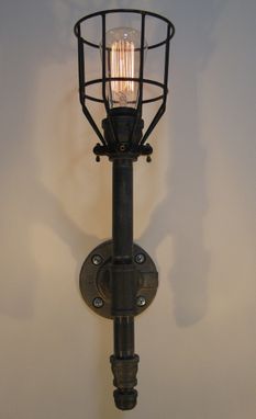 Custom Made Wall Sconce: Black Malleable Iron - Industrial Steampunk