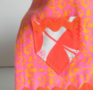Custom Made Orange, Pink, And White Doll Apron With Swirls "Orange Sherbet''