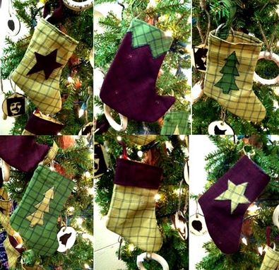 Custom Made Country Christmas Stocking - Star, Tree, Elf - Primitive - Small