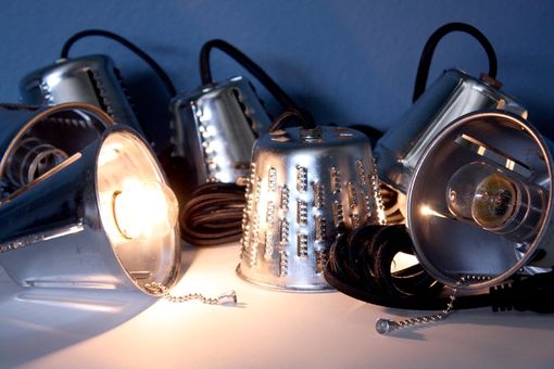 Custom Made Industrial Pendant Lights // Repurposed Grater Lamps // Upcycle Kitchen Lighting