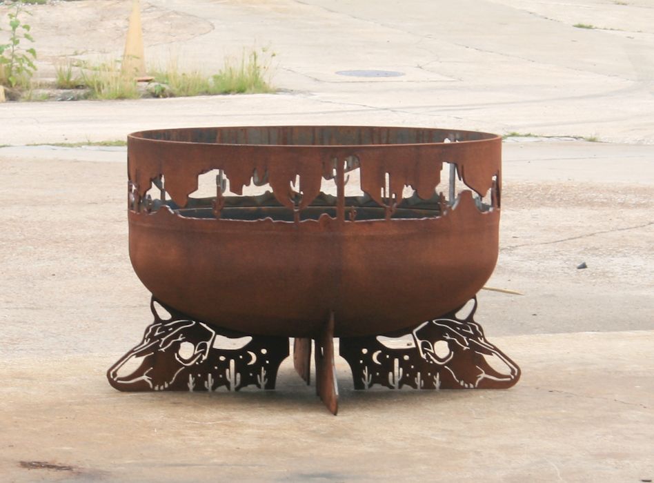 Buy A Hand Made Fire Pit Steel Firepit Desert Scene Backyard