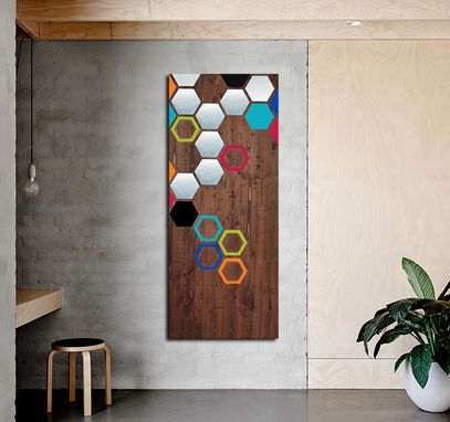 Custom Made Mod Honeycomb 48x20 - Wood Wall Art, Modern Art, Metal Art, Original Art, Abstract Art