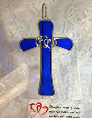 Custom Made Silver Heart Cross Suncatcher