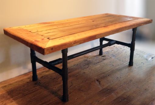 Custom Made Reclaimed Wood Pipe Leg Coffee Table