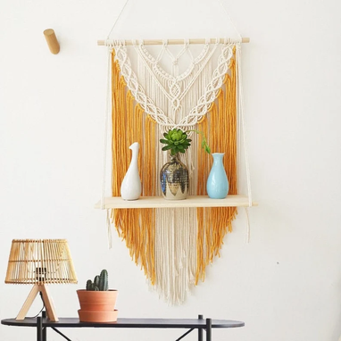 Custom Made Macrame Wall Hanging Shelf, Boho Indoor Rope Plant Hanger, Flower Pots Holder
