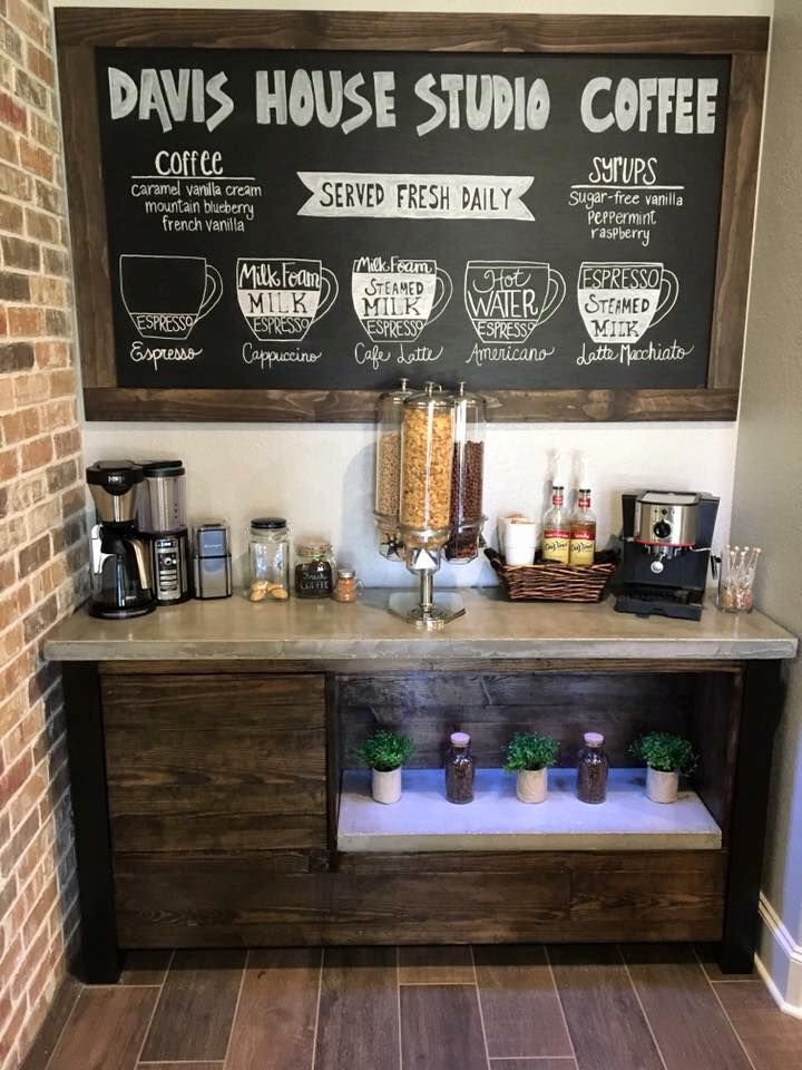 Custom Made Concrete Top Coffee Bar by Longhorn Woodworks & Supply