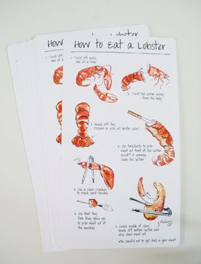 Custom Made Table Cards : How To Eat A Lobster  For You Next Lobster Bake