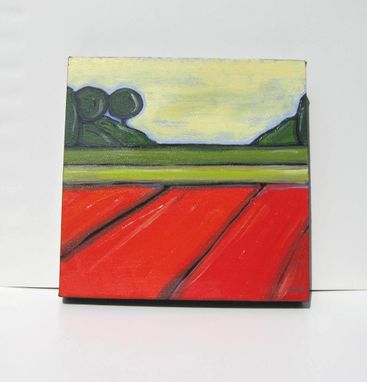 Custom Made Art Abstract Landscape Painting Modern Contemporary Artwork "Green And Orange Fields"