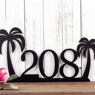 Custom Made Palm Tree Address Sign, Palm Tree House Number Sign, Metal Sign, Metal Wall Art, Outdoor Address