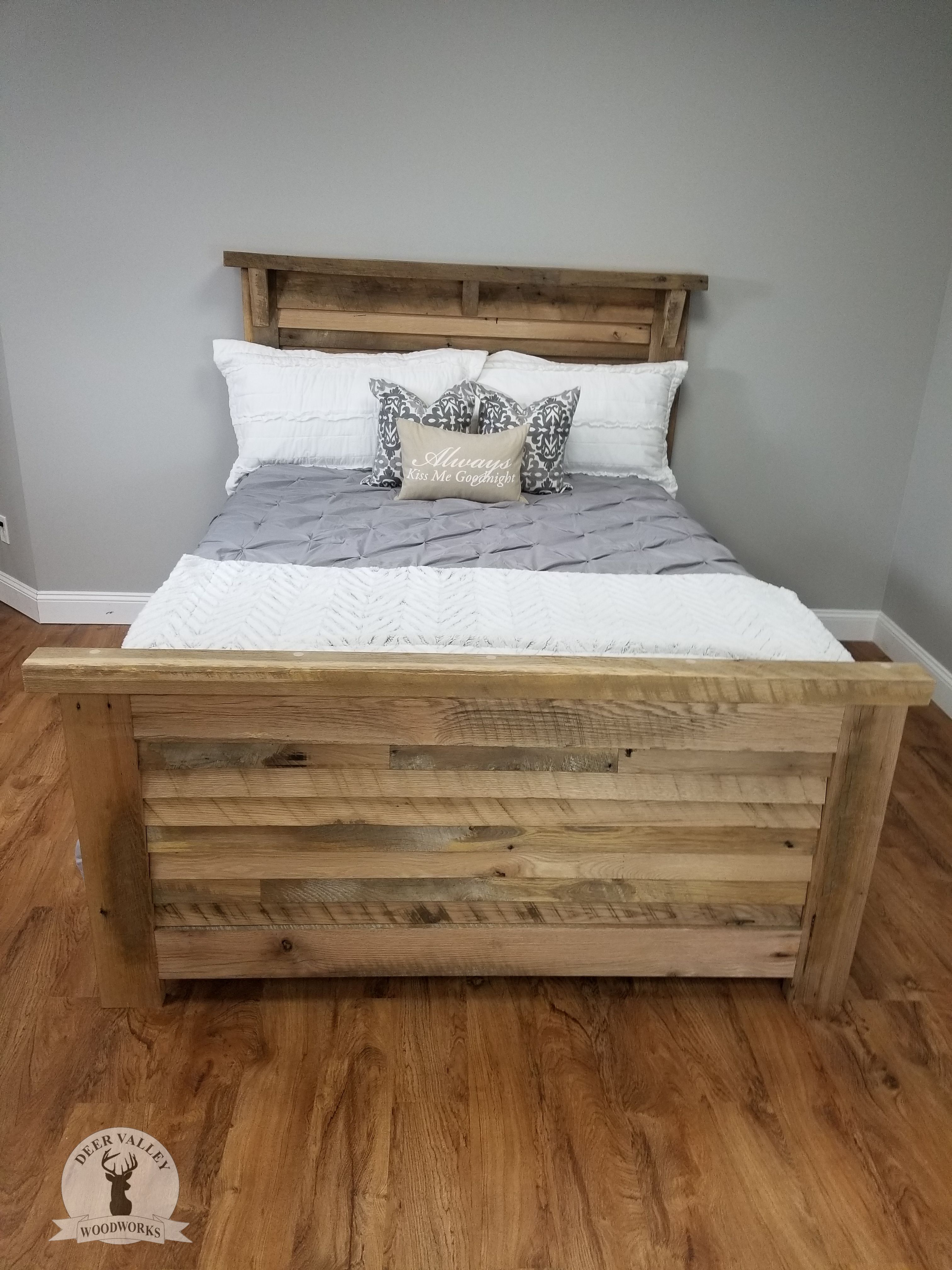 Buy Custom Reclaimed Barnwood Headboard Set, made to order from Deer