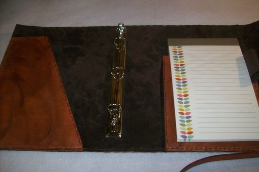 Custom Made Leather Executive Planner With Flowers, Ladybug And Tie Closure