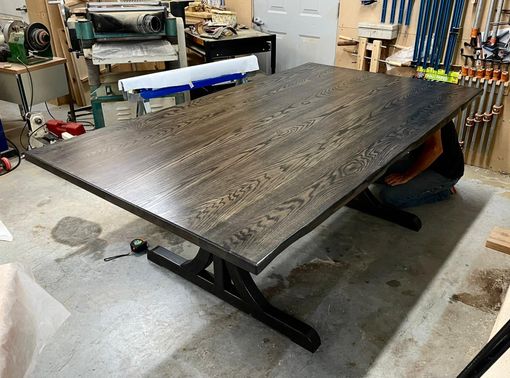 Custom Made Farmhouse Inspired Dining Table With Trestle Base