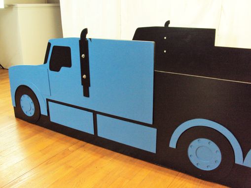 Custom Made Semi-Tractor Truck Twin Kids Bed Frame - Handcrafted - Truck Themed Children's Bedroom Furniture