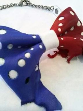 Custom Made Leather Bow Tie | Polka Dot Leather Bow Tie | Red White & Blue Bow Tie