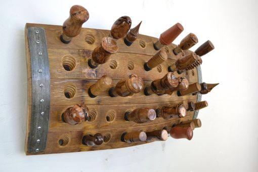 Custom Made Wine Barrel Bottle Stopper Display - Fifty Gates - Made From Retired California Wine Barrels