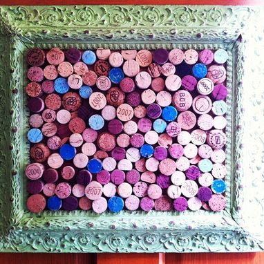 Custom Made Custom Wine Cork Pin Boards And Usable Wine Cork Mosaics In Various Vintage Frames.