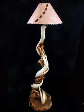 Custom Made Juniper Wood Floor Lamp With Turquoise Inlay