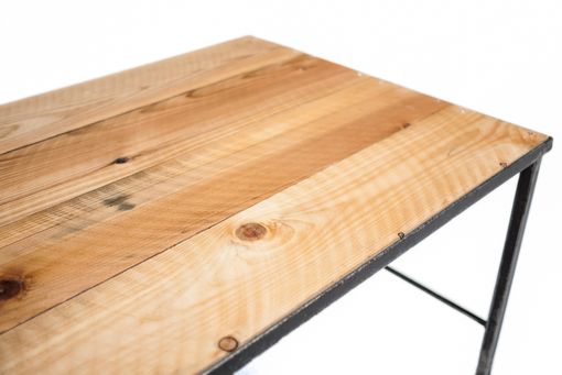 Custom Made Pine Top Coffee Table With Steel Shelf