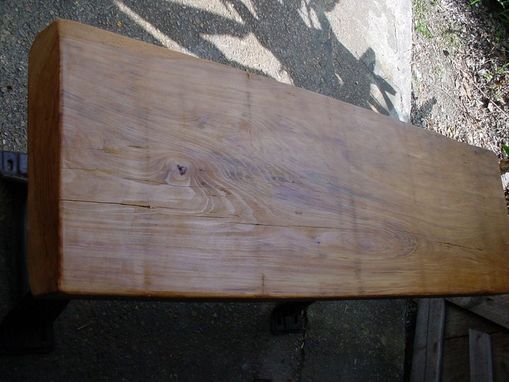 Custom Made Cypress Slab Top Indusrtial Style Metal Pedestal Table Tide Water Cypress Beam