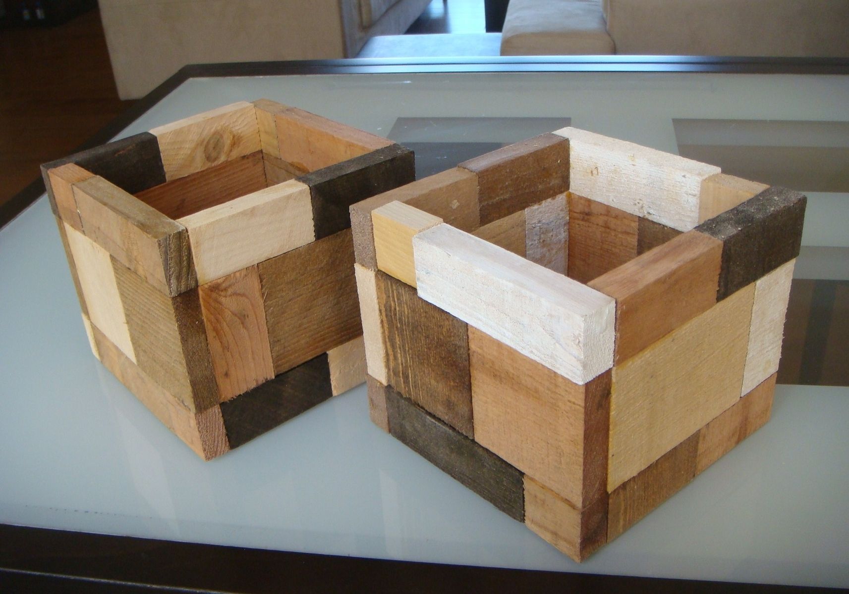 Custom Made Wood Flower Pot "Calico" by Red Cedar Woodcraft