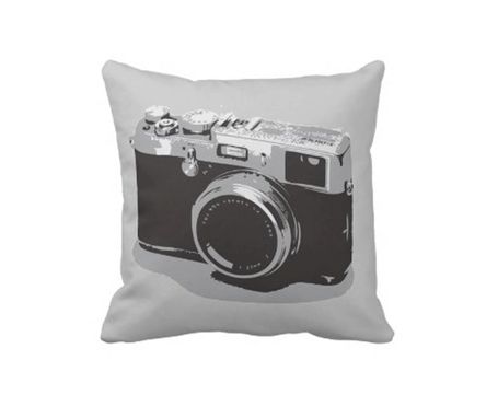 Custom Made Photo Camera Pillow - Vintage Camera Pillow - Grey Pillow - Modern Pillow