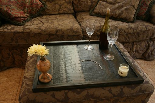 Custom Made Distressed To Impress! Modern Rustic Oversized Ottoman Tray Table Top Serving Breakfast Tray