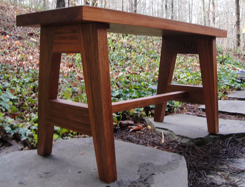 Custom Made Solid Mahogany Bench Seat Or Accent Table In A Contemporary Style.
