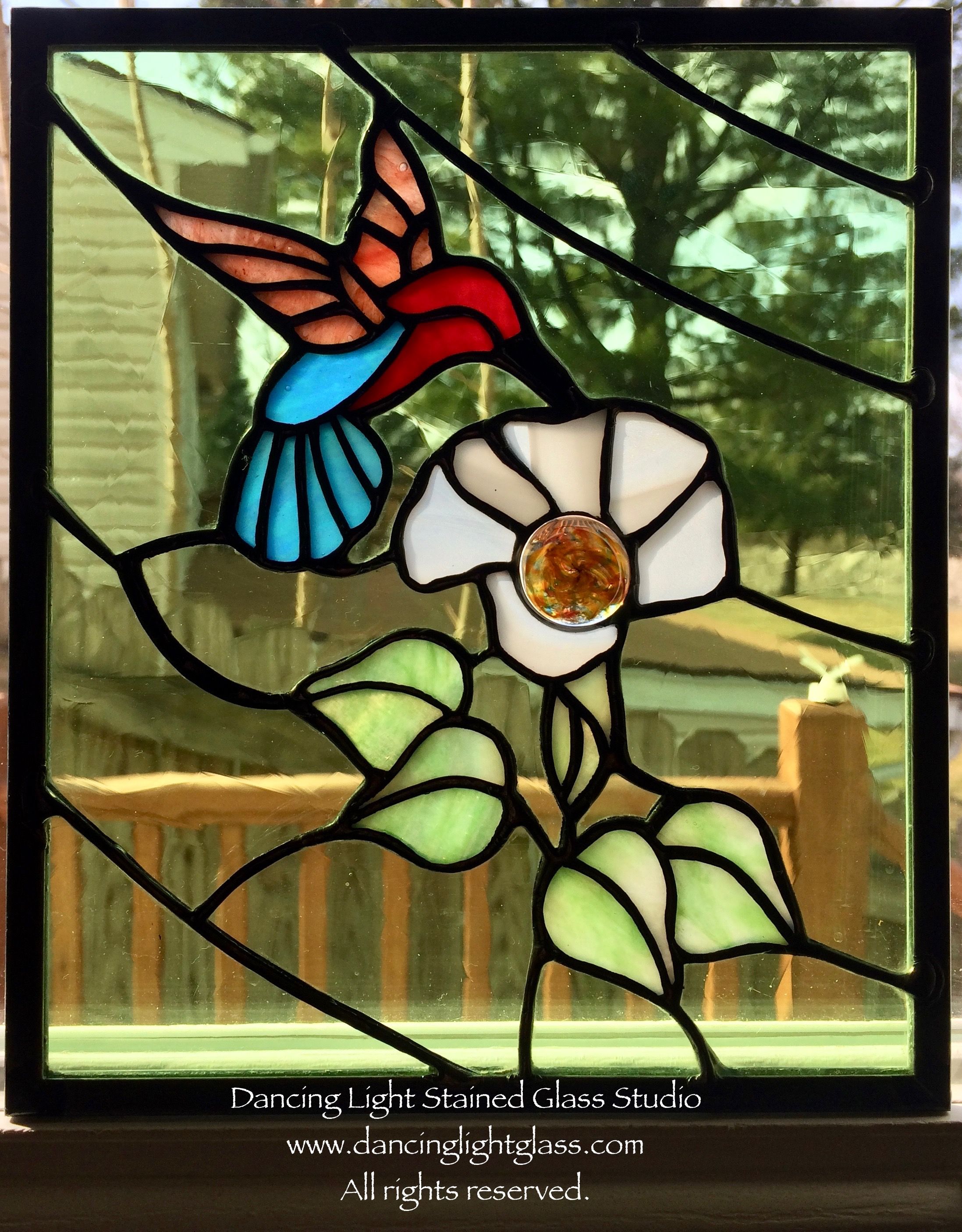 Hand Crafted Hummingbird Panels by Dancing Light Stained Glass Studio ...