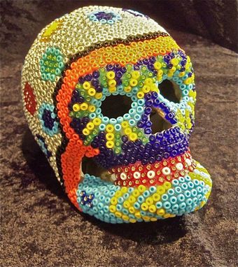 Custom Made Beaded Skull - Flower Head
