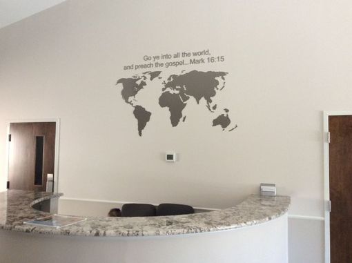 Custom Made World Map / Brushed Stainless Steel