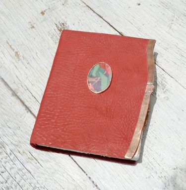 Custom Made Handmade Cherry Red Leather Bound Journal Touring Diary Tulip Serigraph Art Notebook