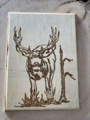 Custom Made Free Hand Mule Deer Woodburning