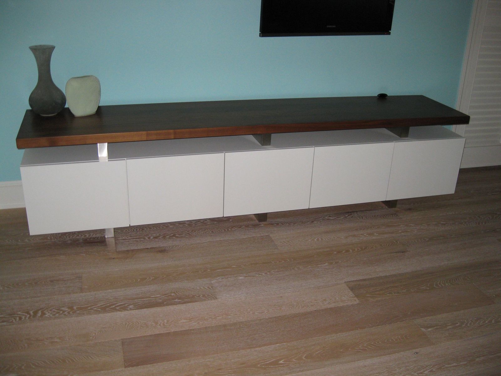 Hand Made Walnut Stainless And Paint Media Cabinet By Paul G