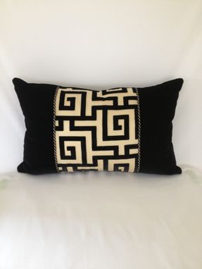 Custom Made Black Silky Velvet With Geometric Pattern Pillow Cover