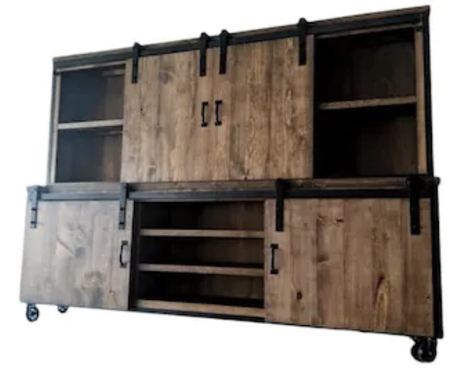 Custom Made Rustic Industrial Media / Tv / Console / Cabinet / Shelf / Shelving / Storage / Living / Farm House