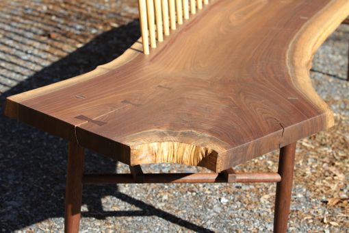 Custom Made Live Edge Walnut Spindle Back Bench