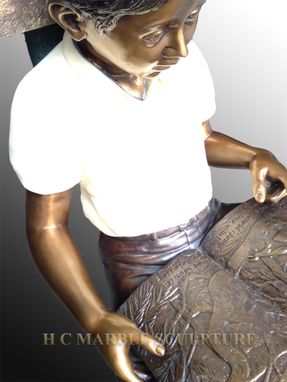 Custom Made Boy W/ Dog Mailbox, Bronze Statue