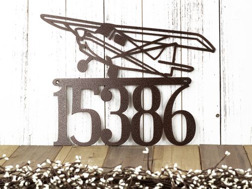 Custom Made Metal House Number Sign, Airplane, Pilot