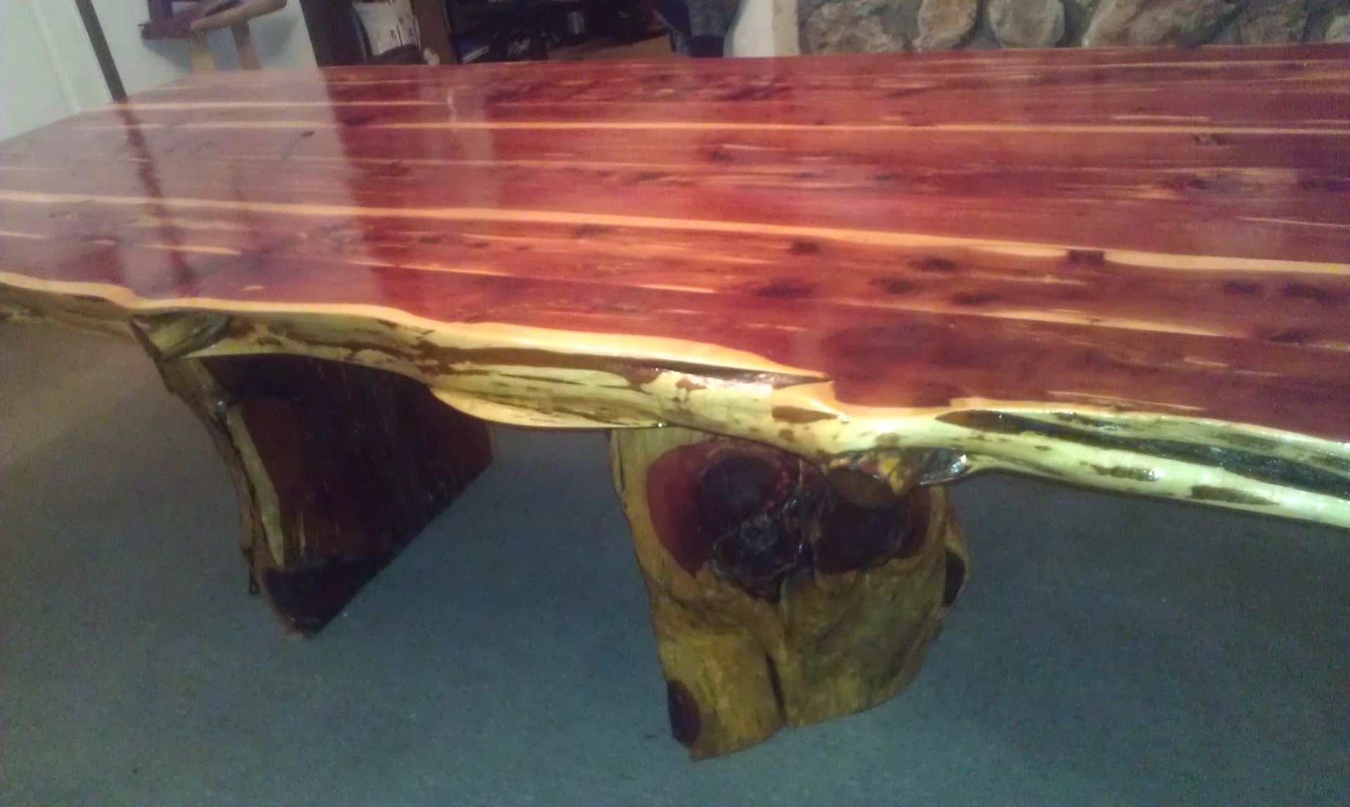 Custom Live Edge Cedar Dining Table Set by Cedar Furniture Lodge