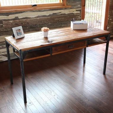 Custom Made Reclaimed Wood And Steel Desk