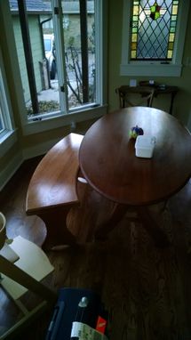 Custom Made Solid Cherry Ellipse Table With Matching Curved Bench