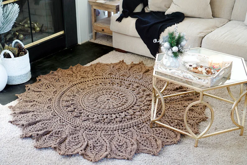 Custom Made Doily Handmade Crochet Rug, Many Colors To Order Carpet, Beige Color Carpet