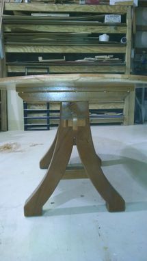 Custom Made Solid Cherry Ellipse Table With Matching Curved Bench