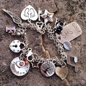 Birthstone Charms Charm Bracelets Custommade Charm Bracelet Sterling Silver Personalized Baby Feet Custom Hand Stamped Footprints